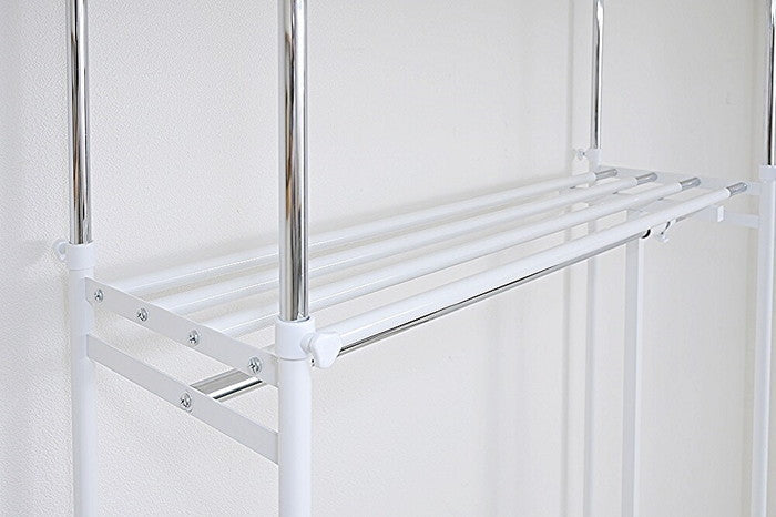 つっぱり ハンガー ラック 壁面収納 ウォークイン クローゼット シルバー ホワイト 奥行45cm 棚1段 ワイド ツッパリ 突っ張り 棚 ツッパリ 突っ張り sei-sw-50w