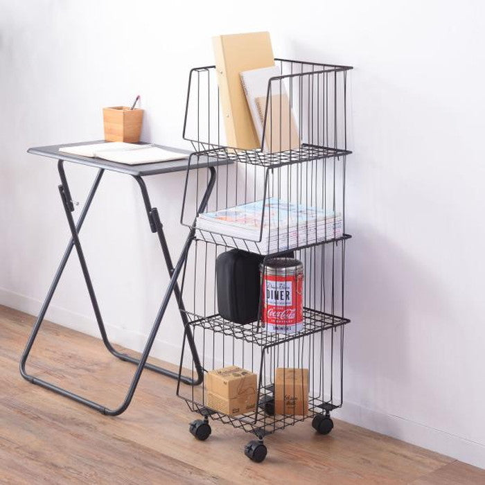 スタッキングワゴン4D アンティークゴールド ブラック ホワイト W26.5×D37.5×H95 azu-akb-439の画像