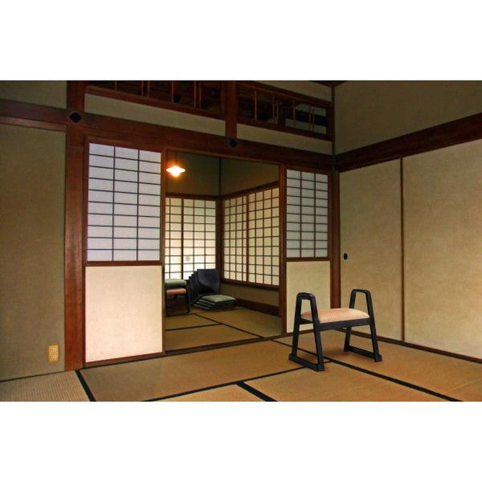 ハンドル付きスツール オレンジ グリーン W56×D43×H52×SH38 お座敷 法事 スタッキング スツール 和室 一人掛けスツール 料亭 旅館 神社 お寺 宴会 座敷 法事 和室用椅子 畳用椅子 和風 椅子 法事椅子 座敷椅子 完成品 azu-bc-111の画像