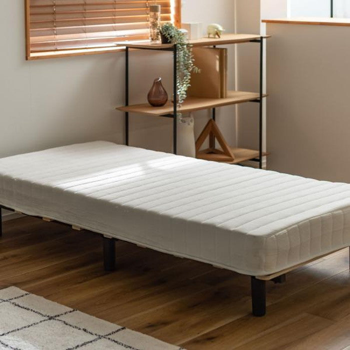 圧縮ロール 脚付きボンネルコイルマットレス シングル ホワイト W195×D95×H35 マットレス 寝具 脚付きマットレス 脚付き ボンネルコイル ベッド 脚付きベッド シンプル スタイリッシュ 清潔感 高さ35cm azu-bw-555の画像