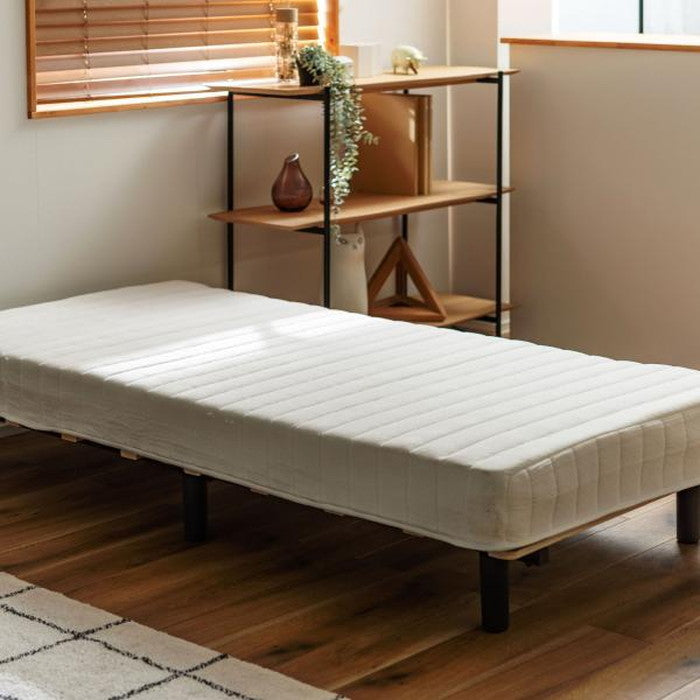 圧縮ロール 脚付きポケットコイルマットレス シングル ホワイト W195×D95×H35 マットレス 寝具 脚付きマットレス 脚付き ポケットコイル ベッド 脚付きベッド シンプル スタイリッシュ 清潔感 高さ35cm azu-bw-666の画像