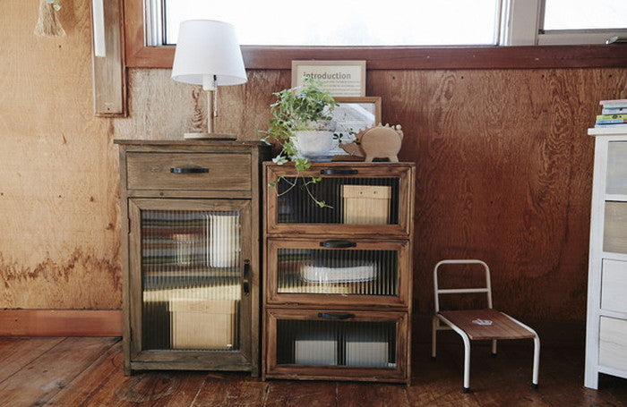 フラップチェスト ブラウン W40×D30×H60 azu-ccr-107の画像