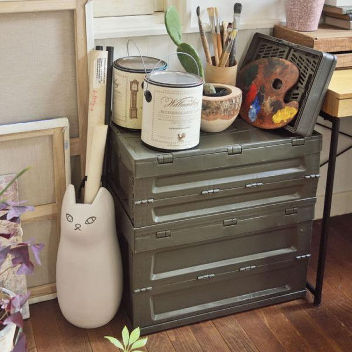 折りたたみ フォールディング コンテナ カーキ W53×D36.6×H28.1 azu-cf-s41の画像