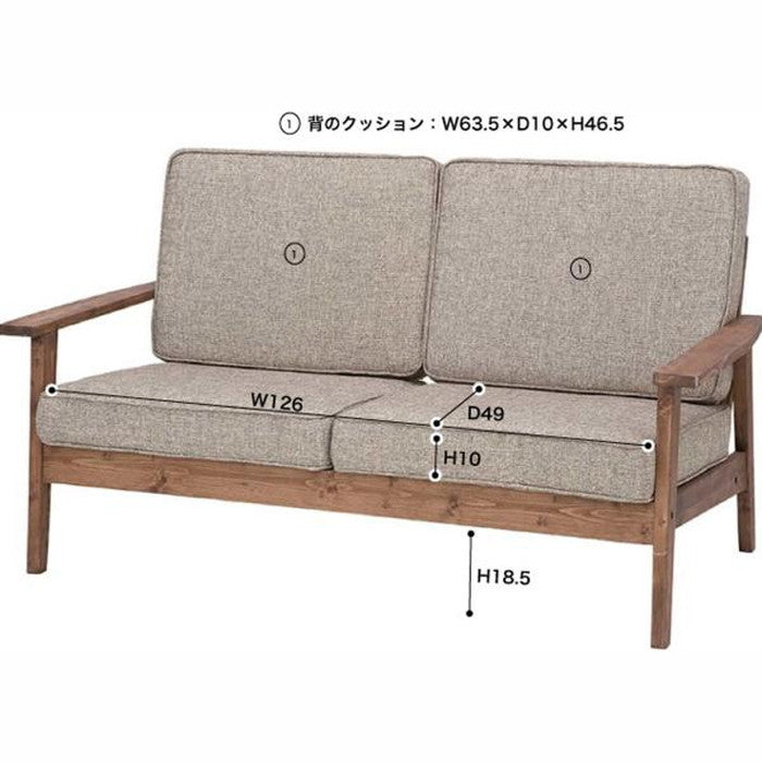 ソファ ブラウン W141×D75×H78×SH38 azu-cfs-846の画像