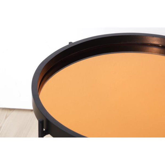 ラウンド トレーテーブル L ブラウン ゴールド ホワイト W73×D73×H38 円形 ラウンドトレーテーブル トレーテーブル 木目調 トレー サイドテーブル ナイトテーブル 折りたたみ可 天板取り外し可 ソファサイド ベッドサイド 丸型 Mサイズ おしゃれ 高級感 ブラック azu-cir-502の画像