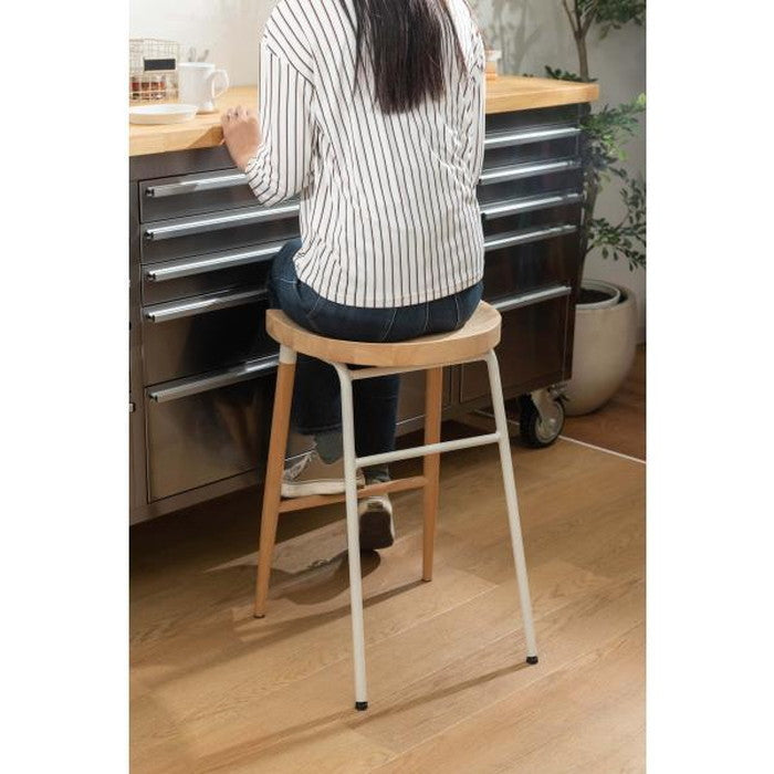 ハイスツール ブラック ホワイト W41.5×D42×H65 ハイスツール スツール チェア 椅子 イス おしゃれ シンプル 北欧 かわいい 天然木 木製 スチール ブラック ホワイト 白 高さ65cm 足置き フットレスト フィット キッチン カウンター コンパクト azu-cl-509の画像