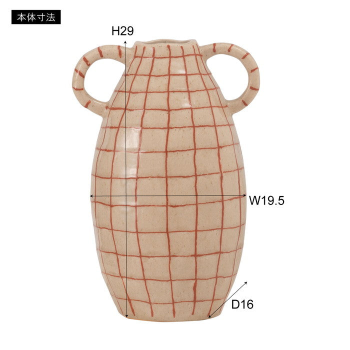 フラワーベース ベージュ ブラウン W19.5×D16×H29 azu-cly-76の画像