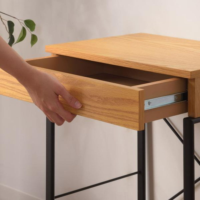 デスクワゴン ブラック ナチュラル W45×D34×H62 デスクワゴン ワゴン サイドワゴン マルチワゴン サイドテーブル テーブル キャスター付き ストッパー スチール 木目 木製 スタイリッシュ シンプル おしゃれ azu-end-330の画像