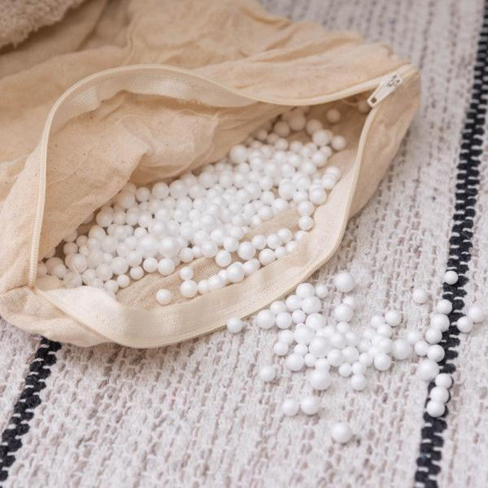 ラウンドスツール ブラウン グレー 約φ50×H36 円形 スツール ラウンドスツール ビーズクッション オットマン おしゃれ 軽量 可愛い ビーズスツール コットン 発泡ビーズ 腰掛け azu-fab-001の画像