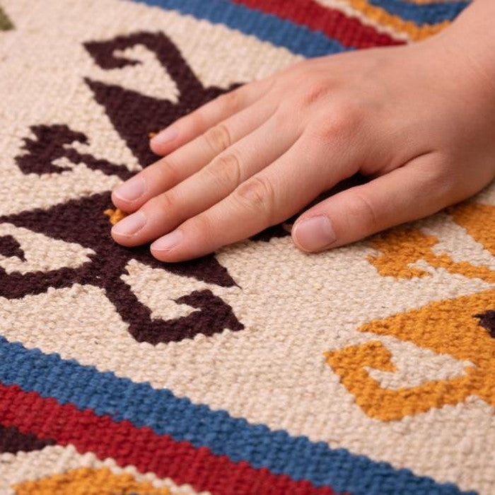 キリム シートクッション 約W38×D38×H3 クッション キリム オルテガ デザインクッション 柄 模様 椅子用 椅子用クッション おしゃれ コットン 座布団 キリムクッション シートクッション azu-fab-003の画像