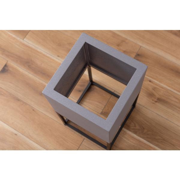 スタンド付きプランター W28×D28×H55 プランター 鉢入れ スタンド付き モダン インダストリアル シンプル グレー 植物 観葉植物 インテリア 正方形 6号用 azu-grnb-56の画像