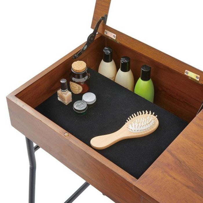 ドレッサー&スツールセット ブラウン デスク:W60×D38×H76 スツール:φ30×H46 azu-gt-312の画像