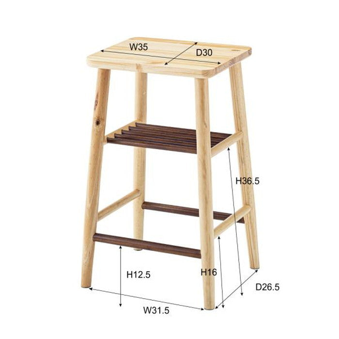 ハイスツール ナチュラル W37×D32×H60 azu-gt-783の画像