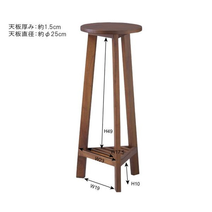 プランターベースM ブラウン ホワイト W28×D28×H65 プランターベース おしゃれ 花台 木製 丸型 円形 棚付き 北欧 ガーデニング 室内 ブラウン ホワイト 軽量 かわいい azu-guy-922の画像