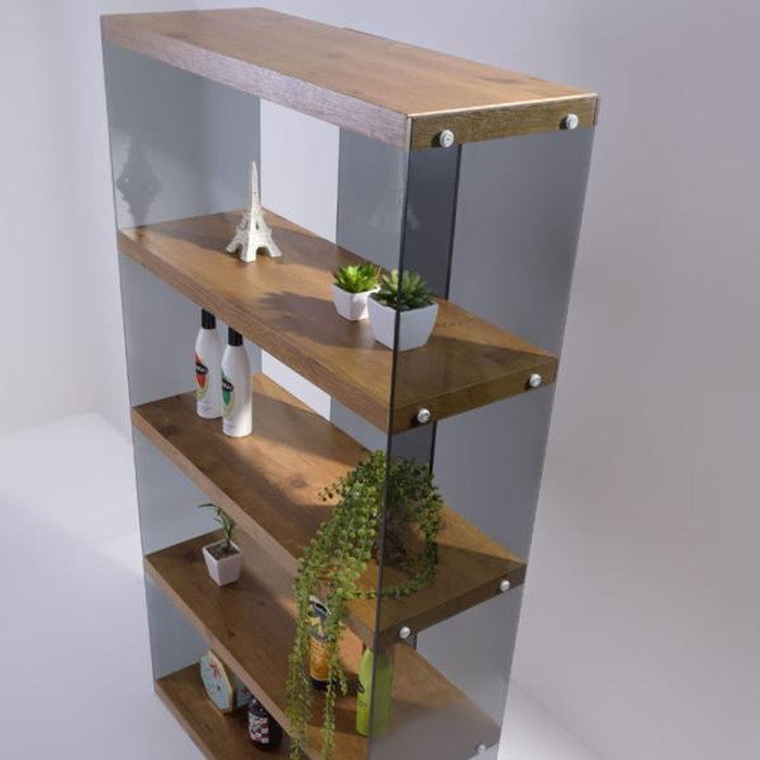 グラスシェルフ ホワイト W83×D31.5×H149 azu-hab-624の画像