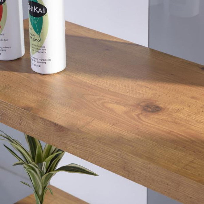 ワイドグラスシェルフ ナチュラル ホワイト W122×D31.5×H149 azu-hab-625の画像