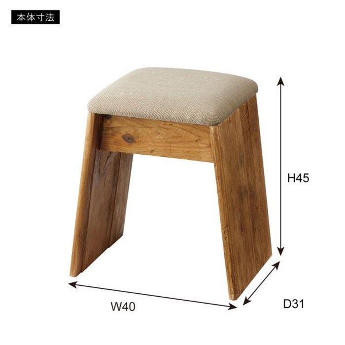 スツール ベージュ グレー W40×D31×H45 スツール サイドテーブル 簡易テーブル サブスツール 軽量 玄関用 ソファサイド 椅子 コンパクト シンプル ナチュラル 古材 パイン材 天然木 ファブリック グレー ベージュ azu-hit-201の画像
