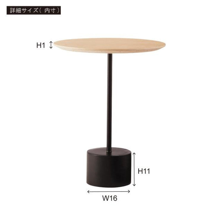 サイドテーブル ブラック ナチュラル W40×D40×H50 サイドテーブル テーブル ナイトテーブル アイアン 木製 天然木 オーク おしゃれ シンプル ナチュラル ブラック ラウンド 丸型 幅40cm 高さ50cm 1本脚 重厚感 モダン インダストリアル azu-hit-231の画像