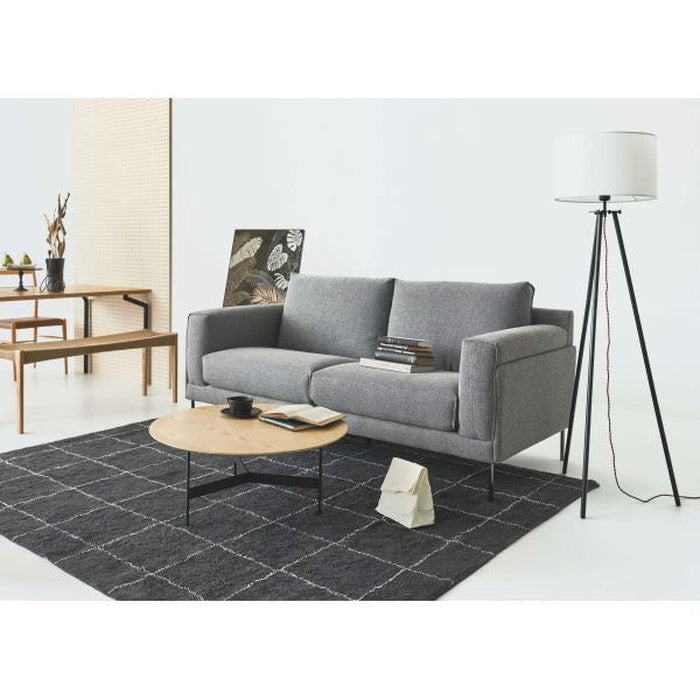 ラウンドテーブル ブラック ナチュラル W78×D78×H33.5 円形 センターテーブル テーブル ラウンドテーブル アイアン 木製 天然木 オーク おしゃれ シンプル ナチュラル ブラック ラウンド 丸型 幅78cm 高さ33.5cm 3本脚 重厚感 モダン インダストリアル ソファ 座椅子 azu-hit-233の画像