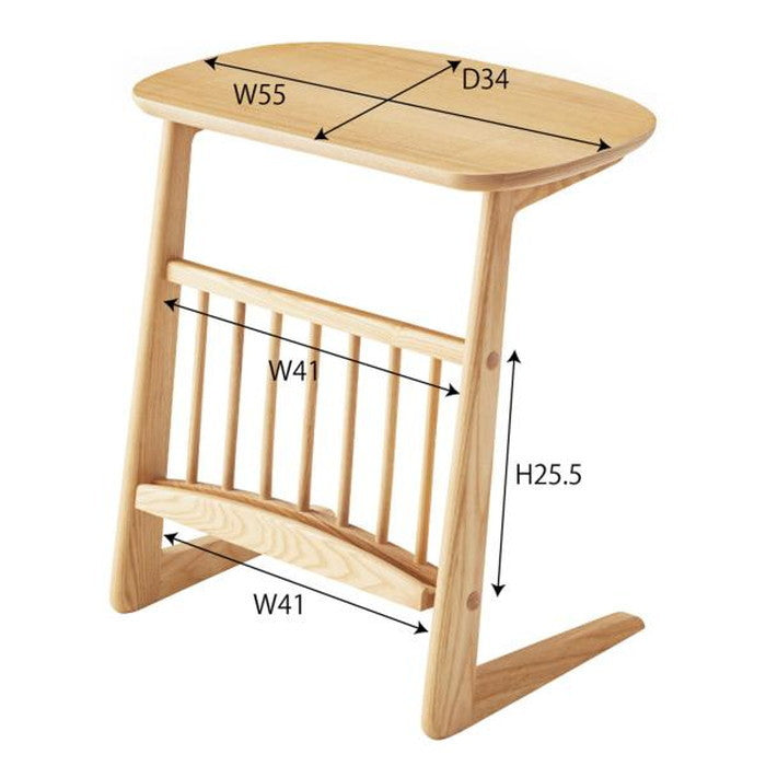 ヘンリー ワイドサイドテーブル ナチュラル W55×D39×H55 サイドテーブル コの字型 テーブル ベッドサイドテーブル おしゃれ サイドラック ナイトテーブル マガジンラック付き ナチュラル カジュアル 北欧 ラック 収納 ソファサイドテーブル フリーラック ベッド パソコン 寝室 リビング azu-hot-635の画像