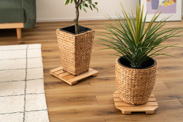 プランターベースワゴン ナチュラル W30×D30×H4 プランターベース キャスター付き 車輪 隠しキャスター 木製 天然木 北欧 ナチュラル おしゃれ 鉢置き 花台 鉢植え台 プランター台 azu-how-013の画像