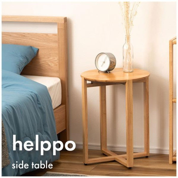 サイドテーブル ナチュラル W40.5×D40.5×H50 サイドテーブル ナイトテーブル テーブル 木製 天然木 北欧 おしゃれ 円 丸 ラウンド アジャスター付き azu-how-016の画像