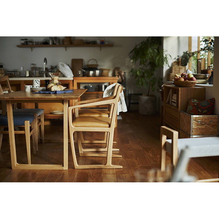 アームチェア ダイニング チェア ナチュラル ブラウン W51×D52×H78×SH43 azu-jpc-126oakの画像