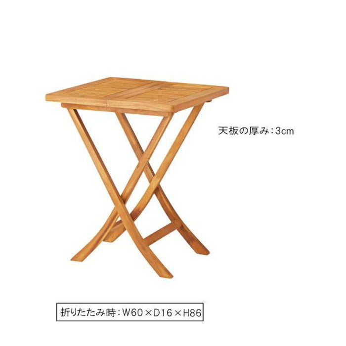 フォールディングテーブル ブラウン W60×D60×H75 折りたたみ 折り畳み 折畳 azu-jti-331の画像