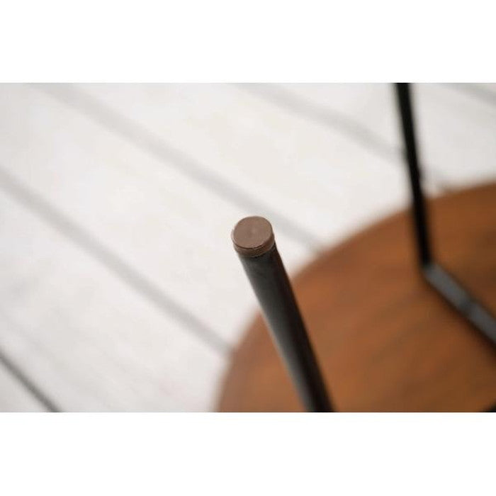 ラウンドテーブル ブラウン 約W60×D55×H40.5 円形 サイドテーブル ナイトテーブル テーブル コンパクト シンプル 北欧 丸型 ラウンド 木製 天然木 スチール azu-jw-115の画像