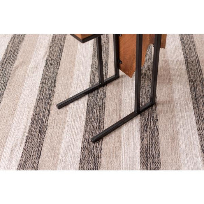 サイドテーブル ブラウン W40×D30×H55 サイドテーブル ナイトテーブル 机 天然木 木製 スチール ブラウン チーク ソファサイド リビング おしゃれ シンプル モダン ヴィンテージ コの字 四角 azu-jw-304の画像