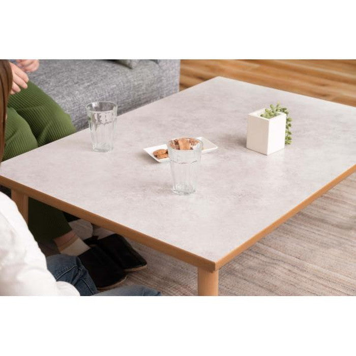 フラットヒーターこたつ 炬燵 コタツ ナチュラル W105×D75×H36/40 こたつ フラットヒーターこたつ テーブル センターテーブル 北欧 おしゃれ 韓国インテリア 大理石調 木製 天然木 フラットヒーター オールシーズン シンプル 継脚 高さ変更 ナチュラル 手元コントローラー azu-kt-304の画像