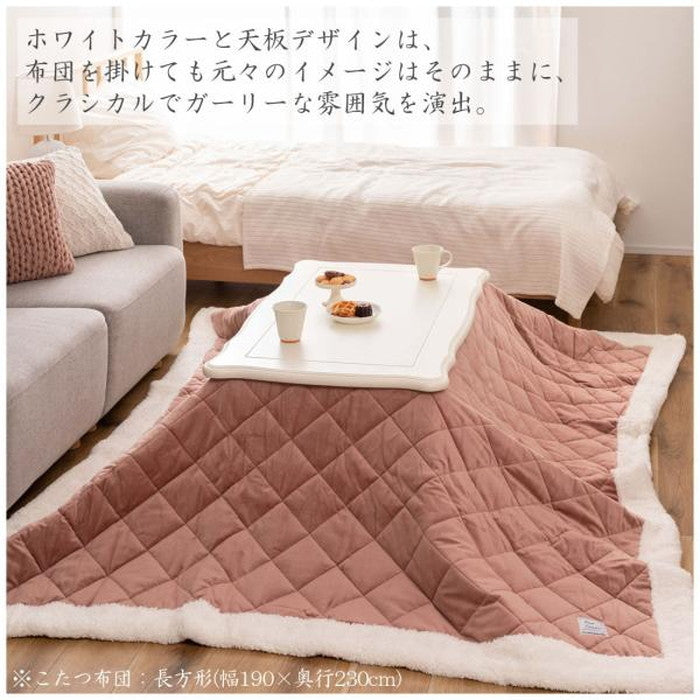 猫脚こたつ 炬燵 コタツ 長方形 ホワイト W100×D60×H40 こたつ 石英管ヒーター テーブル 猫脚 おしゃれ ガーリー 白 ホワイト スイッチ シンプル オールシーズン 木製 天然木 やぐら 一人暮らし リビング ソファ 座椅子 azu-kt-412の画像