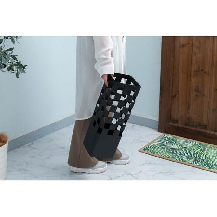 傘立て ブルーグレー ブラック W16×D16×H49 傘立て カサタテ シンプル アンブレラスタンド 傘入れ 玄関 かさ 収納 スチール 四角 長方形 コンパクト スリム ブルーグレー チェック スッキリ おしゃれ azu-lfs-183の画像