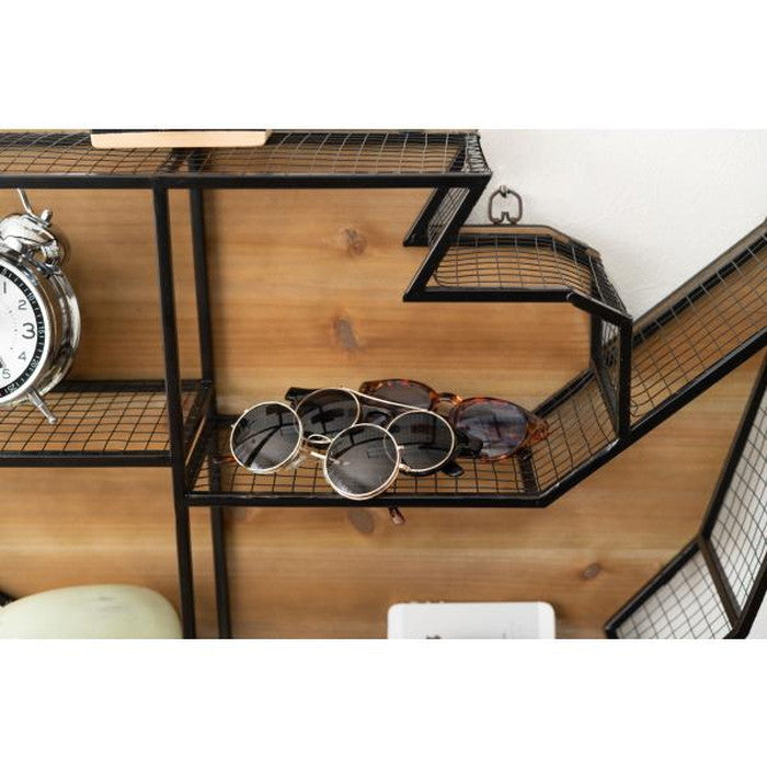 ウォールラック ブラウン W74×D15.5×H52 azu-lfs-591の画像