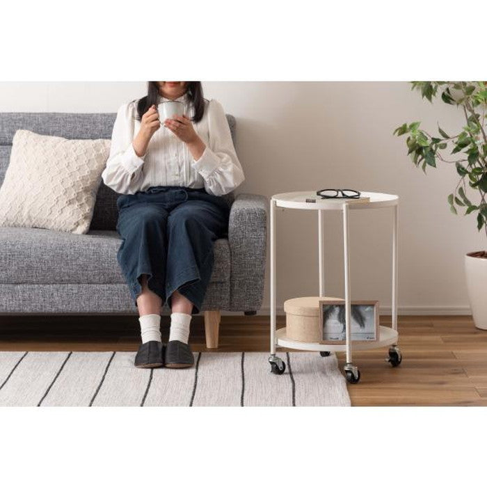 サイドテーブル ブラック グレー ホワイト W47.5×D47.5×H59 サイドテーブル トレーテーブル ディスプレイ おぼん トレー 取り外し キャスター付き ストッパーあり 軽量 シック シンプル 北欧 おしゃれ かわいい ブラック 黒 azu-lfs-884の画像