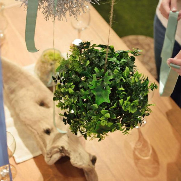 フェイクグリーン 観葉植物 ボールS グリーン ホワイト 直径 約18 azu-lfs-902の画像