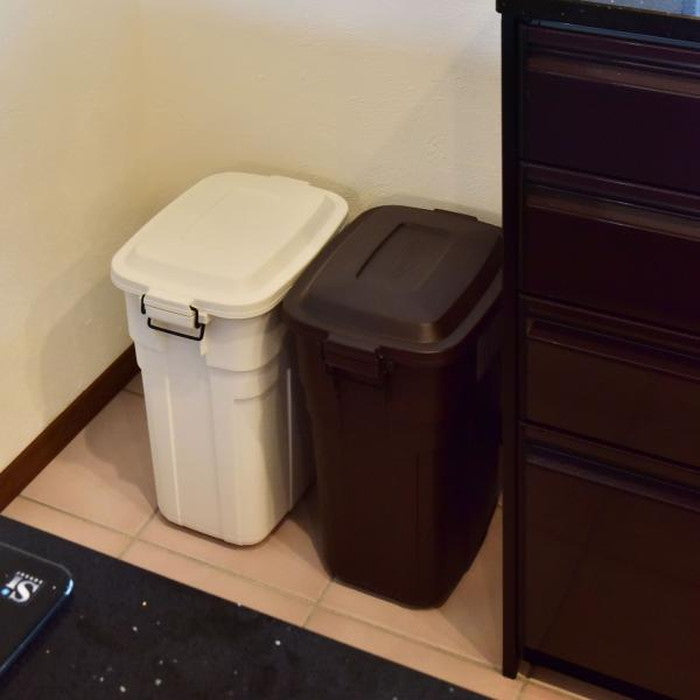 トラッシュカン ペール ごみ箱 ゴミ箱 ダストボックス 30L ブラウン ホワイト W39×D27×H48.6 azu-lfs-934の画像