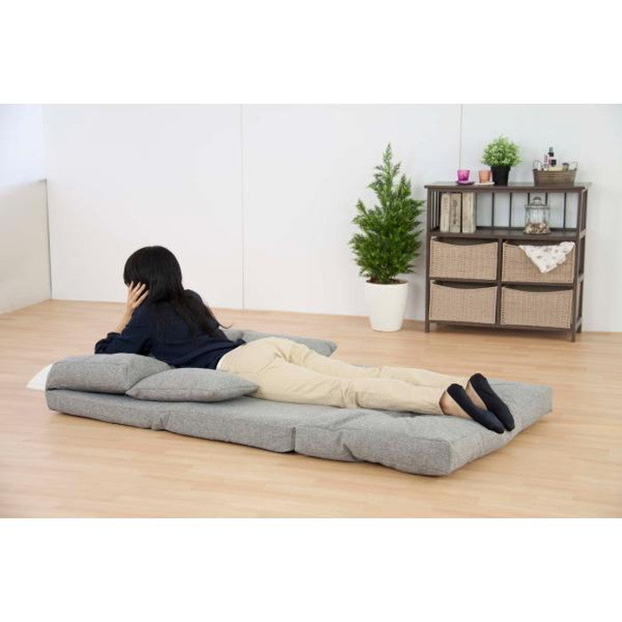 エリス 3WAYソファベッド ベージュ グレー W90×D66-197×H55×SH26 azu-lss-18の画像