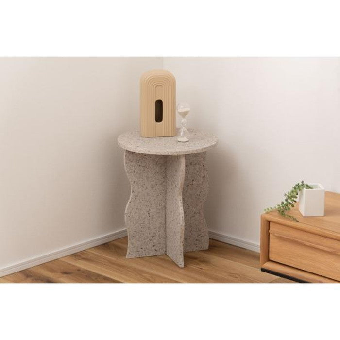 サイドテーブル ライトグレー ホワイト W40×D40×H48 サイドテーブル テーブル ミニテーブル ナイトテーブル 繊維板 おしゃれ シンプル シック モダン テラゾー柄 azu-mar-10の画像