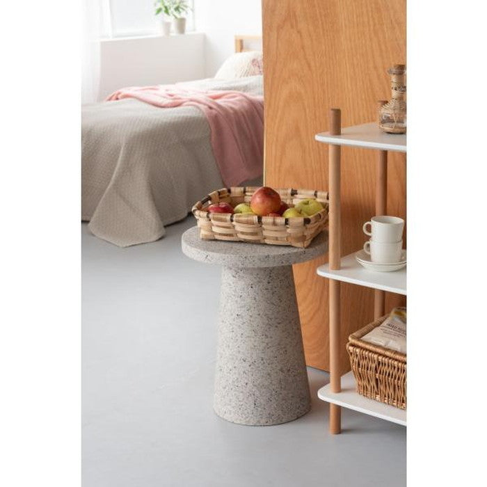 サイドテーブル ライトグレー ホワイト W40×D40×H50 サイドテーブル テーブル ミニテーブル ナイトテーブル 繊維板 おしゃれ シンプル シック モダン テラゾー柄 azu-mar-11の画像