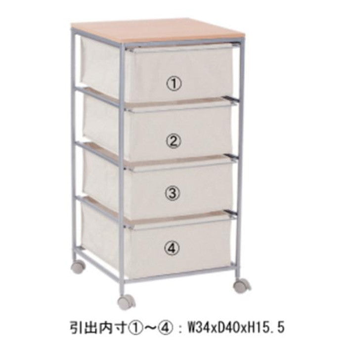 キャンバスチェスト4段 ベージュ W43×D44×H84 キャンバスチェスト4段 キャンバスチェスト チェスト キャンバス生地 グレー ナチュラル リビング 収納 スリム おしゃれ キャスター付き 衣装ケース ウッドトップ 布 ランドセルラック 衣類収納 洋服 キャンバス生地 移動 脱衣所 azu-mip-278の画像