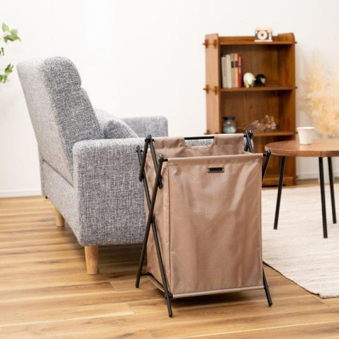 フォールディングバスケットL ベージュ ブラック グリーン W38×D44×H57 折りたたみ 折り畳み 折畳 azu-mip-77の画像