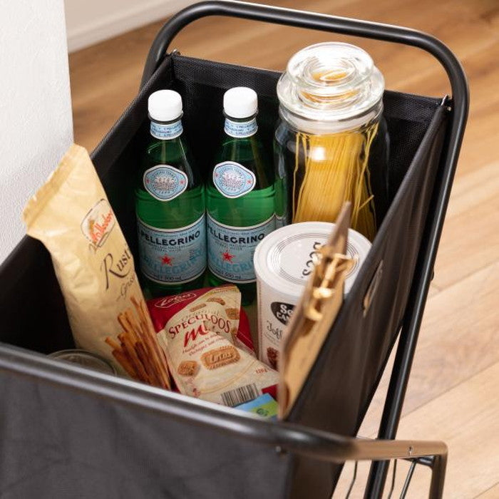 フォールディング バスケットワゴン ベージュ ブラック グリーン W52.5×D35×H66 折りたたみ 折り畳み 折畳 azu-mip-83の画像