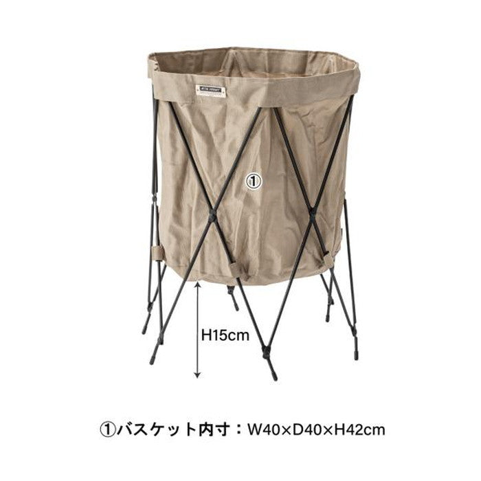 フォールディングバスケット ベージュ ブラック グリーン W41×D41×H50 折りたたみ 折り畳み 折畳 フォールディングバスケット バスケット フォールディング 折りたたみ ジャバラ式 軽量 収納 収納ボックス アウトドア インテリア ベルト付き グリーン ベージュ ミリタリー アーミー ブラック azu-mip-98の画像