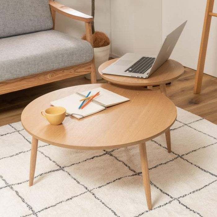 ラウンドテーブルL ナチュラル W70×D70×H36 円形 サイドテーブル ネストテーブル テーブル コンパクト シンプル ナチュラル 北欧 かわいい おしゃれ 丸型 ラウンド 木製 天然木 3本脚 インテリア 一人暮らし ソファ azu-mtk-322の画像