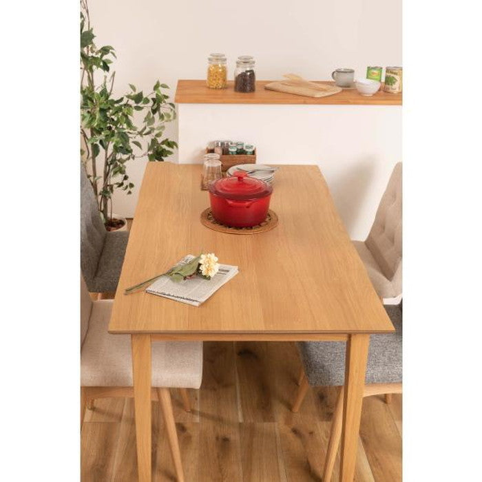 ダイニング テーブル ナチュラル W150×D80×H72 ダイニングテーブル テーブル 食卓机 北欧 おしゃれ シンプル ナチュラル 木製 天然木 省スペース かわいい 幅135cm 高さ72cm 4人掛け azu-mtk-332の画像
