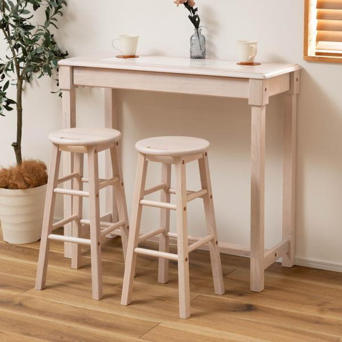 ナチュラ カウンタースツールセット ホワイト テーブル:W95×D38×H85 スツール:W29×D29×H60 座面:φ28 azu-net-588の画像