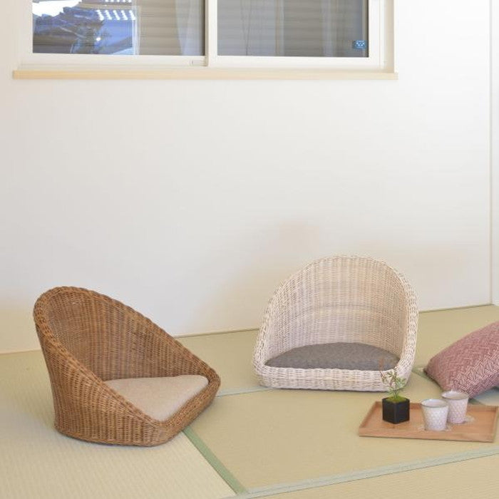 ラタン フロアチェア ブラウン ナチュラル W53×D49×H38×SH7 azu-nrs-425の画像