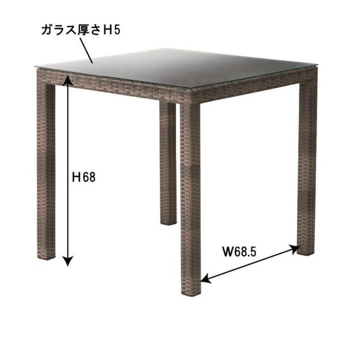 ダイニング テーブル ブラウン W76×D76×H73 azu-nrs-431tの画像