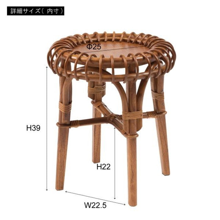ラタンサイドテーブル ブラウン φ40×H48 azu-nrs-505の画像